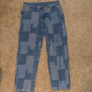 Fashion Nova Women's Straight Leg Patchwork Jeans - Blue